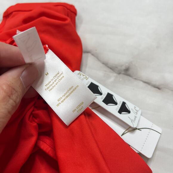 Anne Cole High Waist Bikini Bottom Spice Red Size M Convertible 3-way Shirred - Picture 5 of 5